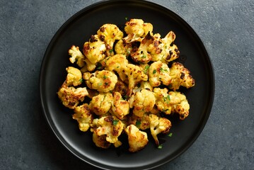 Roasted cauliflower on plate