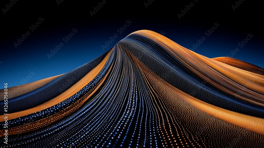 Poster abstract landscape of rolling waves of colorful light patterns