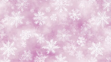 A delicate winter-themed background featuring white snowflakes against a soft pink backdrop, creating a dreamy and whimsical atmosphere.