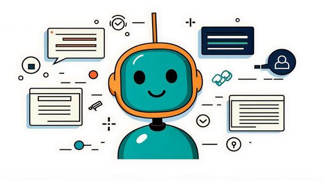 Friendly Chatbot with Speech Bubbles and Communication Icons