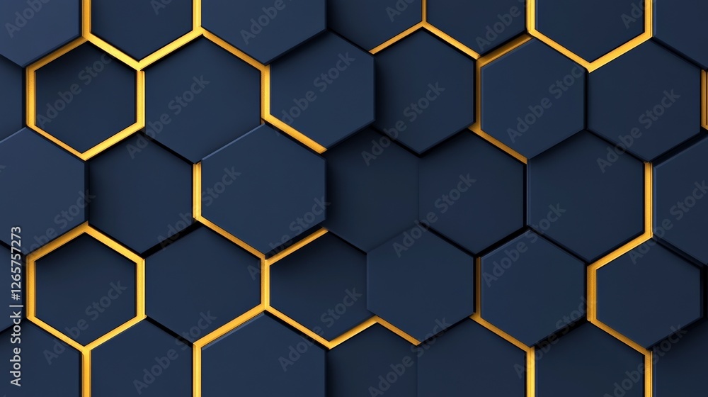 Poster modern dark hexagonal pattern with gold accent details