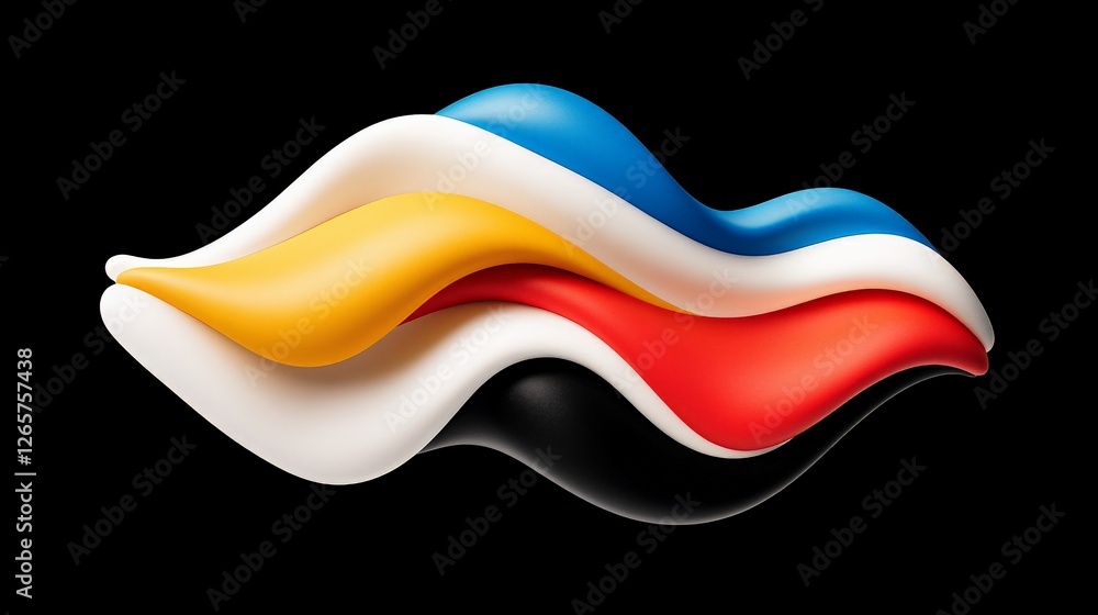 Poster abstract wave shape with colorful curves and smooth textures