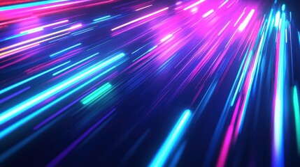 Vibrant streaks of neon light create an energetic, dynamic background full of color and movement.