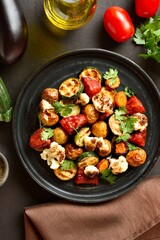 Roasted vegetables on plate