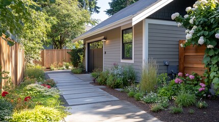 Modern house garden path landscaping