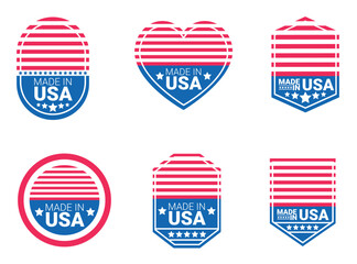  Large set of Made in USA labels, signs. USA patriotic signs. made in the usa labels set, american product emblem