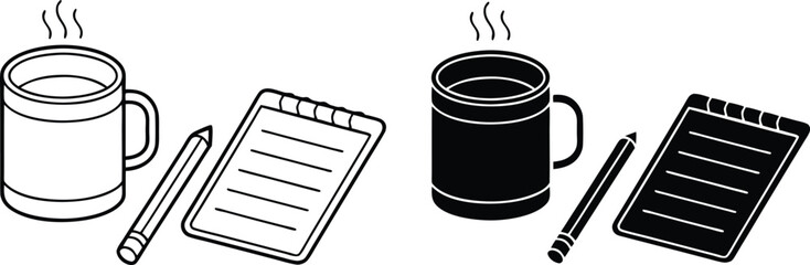 Hot Drink, Notepad, Pencil Cozy Writing Workspace Setup