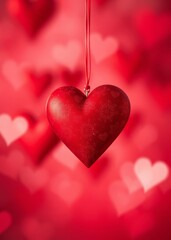 St valentine's day red bokeh background with hearts greeting card concept bokeh red bokeh abstract background glow design light texture effect sparkle