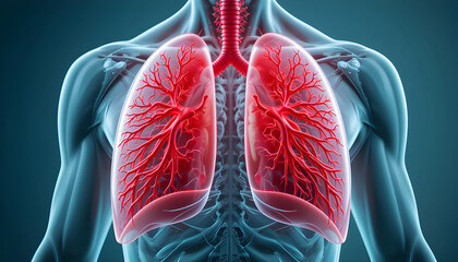 Human Lungs Anatomy 3D Rendering