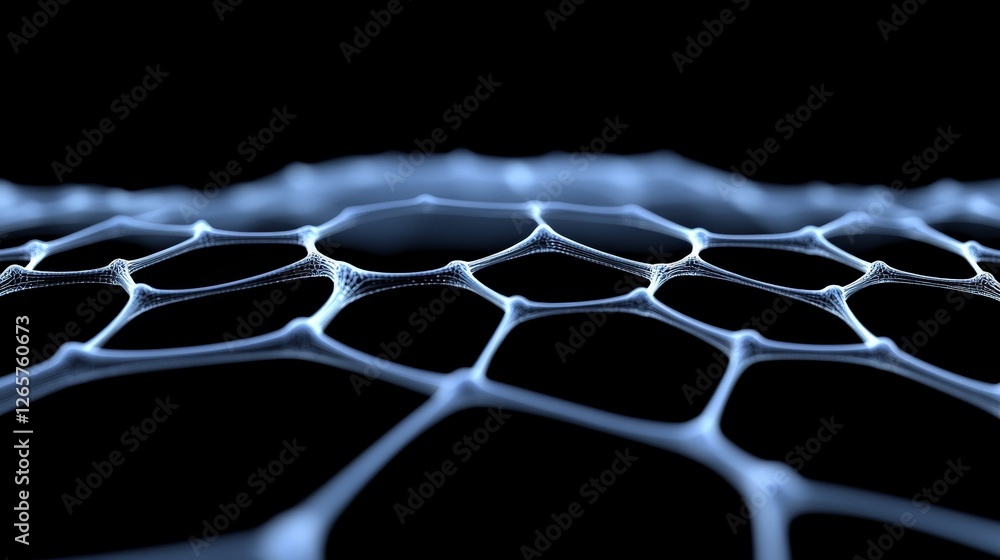 Poster abstract structure of blue network on dark background in 3d space