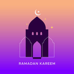 Celebration design template welcoming the holy month of ramadan kareem around the world. Muslim celebration, Islam. Design featuring mosque domes and Muslim ornaments