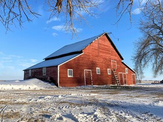 An old Monitor barn still being used to store hay