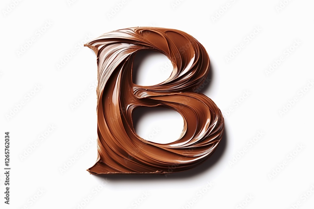 Fototapete letter b designed with flowing cocoa texture isolated on white background