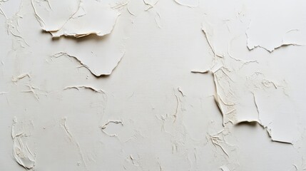 Textured white wall with peeling paint, creating a rustic and aged appearance that adds depth and character to the surface.