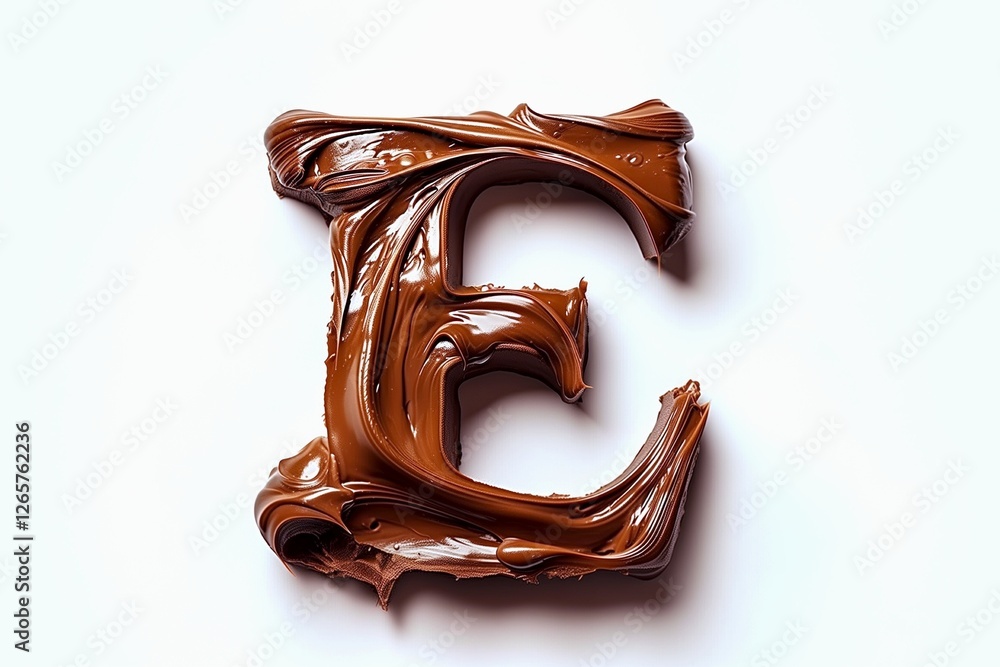 Fototapete letter e designed with flowing cocoa texture isolated on white background
