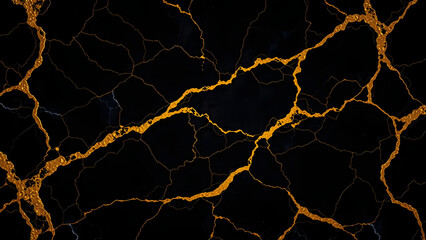 Luxurious Black Marble Background with Gold Veins and Glossy Surface – Sleek and Sophisticated Design Element
