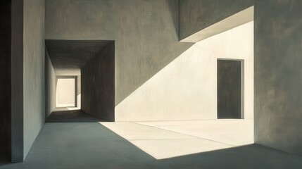 Fototapeta premium Interior of a modern building with sunlight and doorways