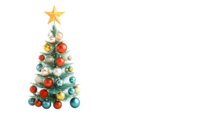 A fun and colorful animate christmas tree isolated on white background