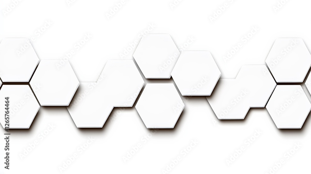 Poster white hexagonal tiles arranged in a modern wall pattern design
