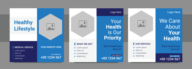 Medical Social Media Post Template, Healthcare Social Media Banner Template, Medical and healthcare social media post template. health doctor banner template. Medical Health banner.