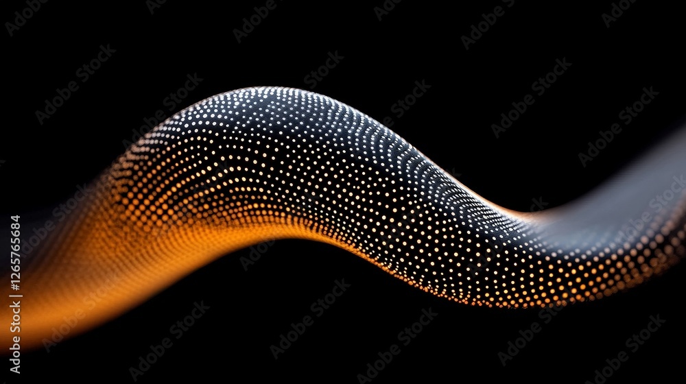 Poster Abstract Wave Form with Dots in Black and Orange Color Palette