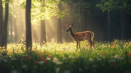 Fototapeta premium Deer in Spring forest.