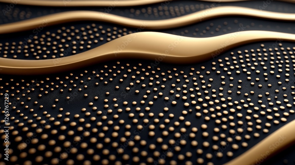 Poster wavy patterns of golden texture on dark surface for abstract art