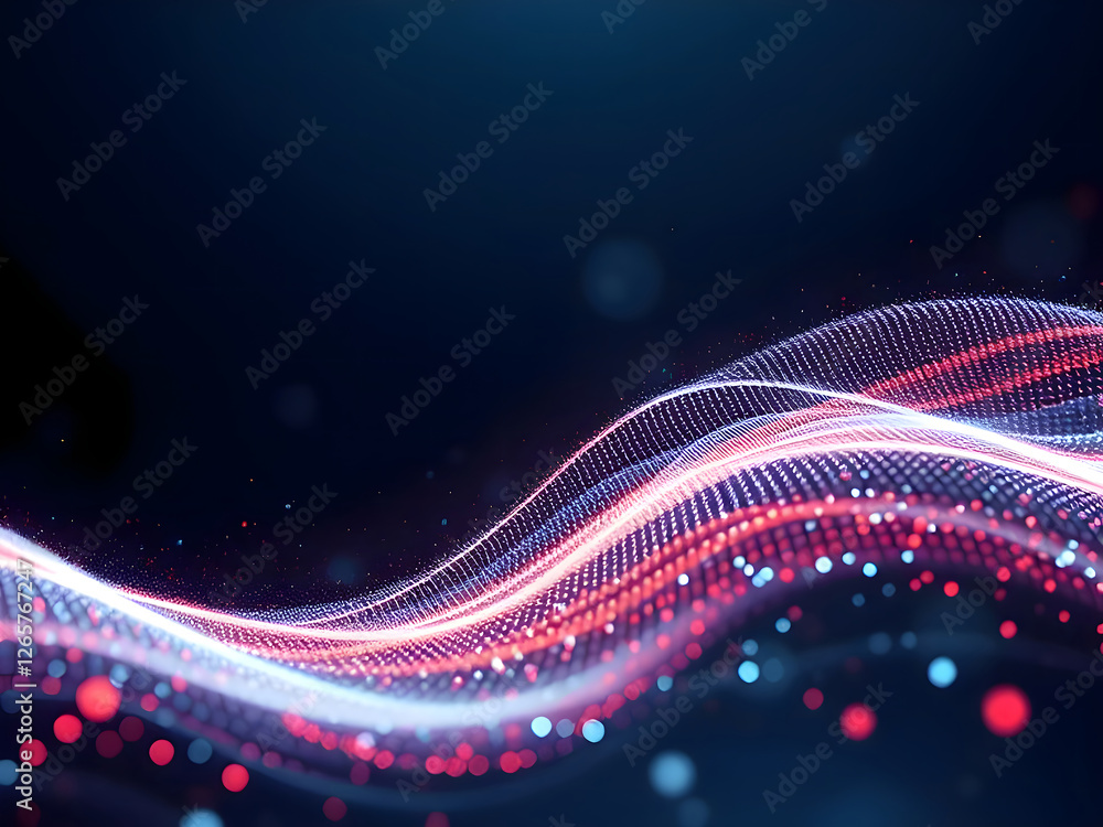 Poster abstract digital wave of particles. futuristic point wave. technology background