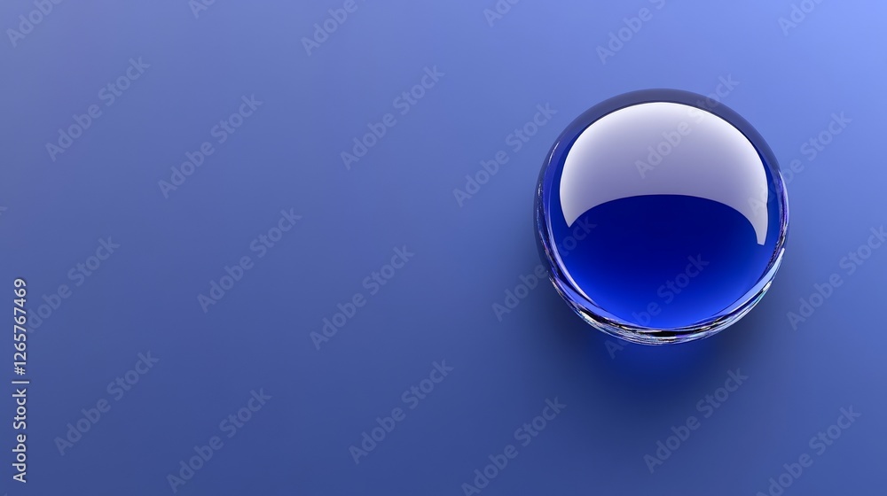 Poster blue transparent sphere on smooth gradient background