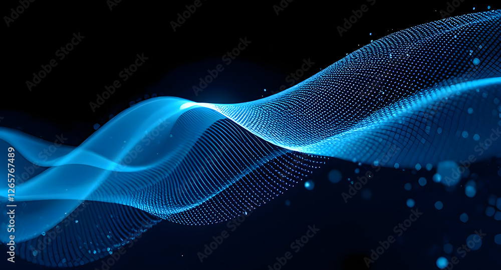Poster abstract digital wave of particles. futuristic point wave. technology background