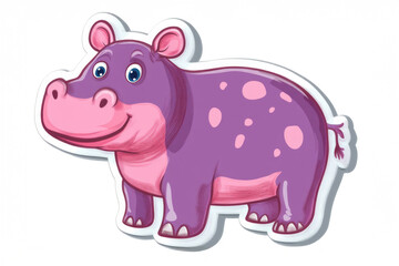 Obraz premium This delightful illustration features a smiling hippo in vibrant colors, designed to capture the attention of children while evoking feelings of joy and playfulness.