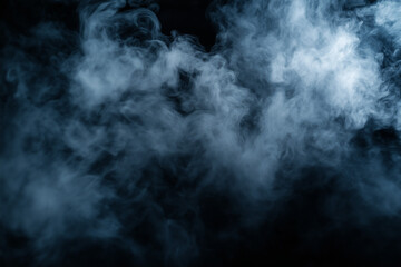 Fototapeta premium A stunning blue smoke background with soft, flowing clouds of mist, creating an ethereal and mysterious atmosphere. Ideal for use in designs related to fantasy, creativity, and abstract art