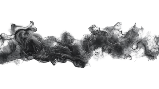 Black Smoke Swirl Elegant Background, Dark Fluid and Cloud Artistic Design, isolated on transparent background. - Powered by Adobe