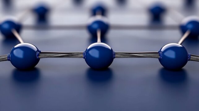 Abstract Close-Up of Blue Spheres Connected by Thin Lines