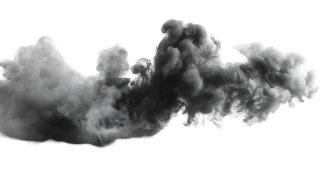 Black Ink Swirl Dramatic Monochrome Background, Artistic Fluid Paint Design, isolated on transparent background.