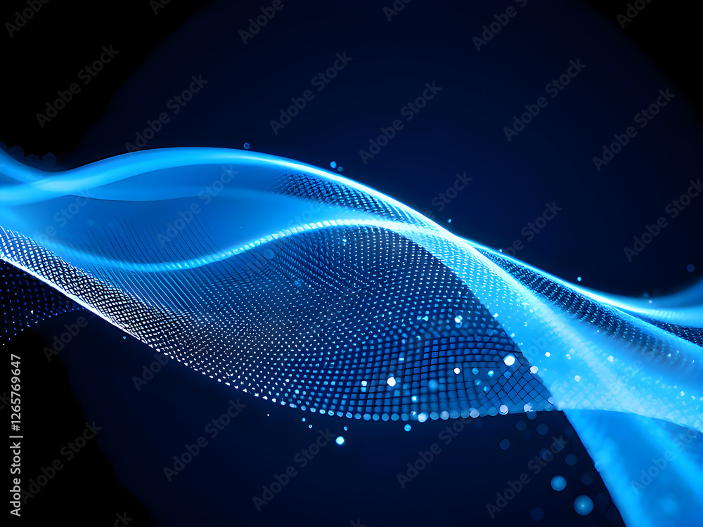 Poster abstract digital wave of particles. futuristic point wave. technology background