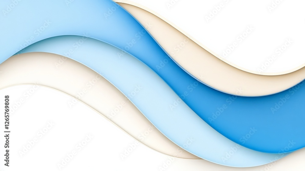 Poster soft blue wavy background with smooth curves for design projects