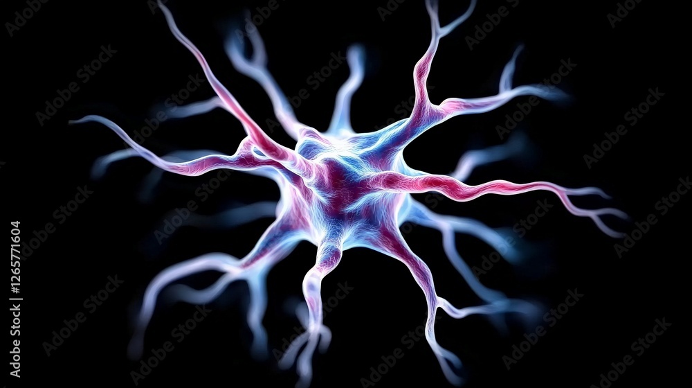 Aufkleber abstract depiction of a neuron with vibrant colors and intricate design