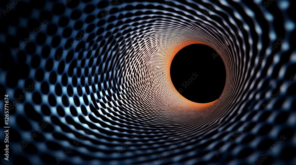Poster abstract design of a geometric tunnel with dark center and light gaps
