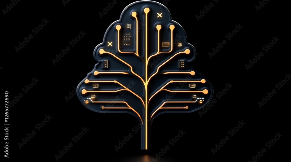 Poster modern tree design representing technology and digital connectivity