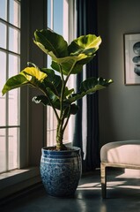 A potted plant in a bright room, enhancing the indoor atmosphere with natural beauty.
