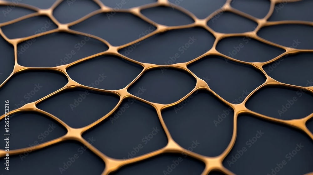 Poster abstract golden pattern on dark surface with organic shapes and lines