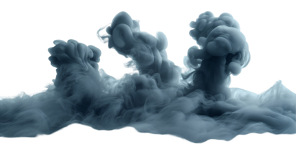 Dark Grey Ink Swirls Artistic Fluid Design, Watercolor Smoke Background, isolated on transparent background.