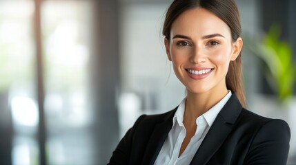 Fototapeta premium Confident business professional in formal attire, embodying leadership and professionalism.