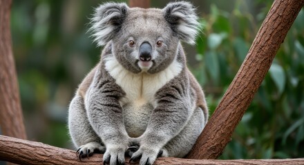 Obraz premium Charming Portrait of a Koala Sitting on a Tree Branch in Australia