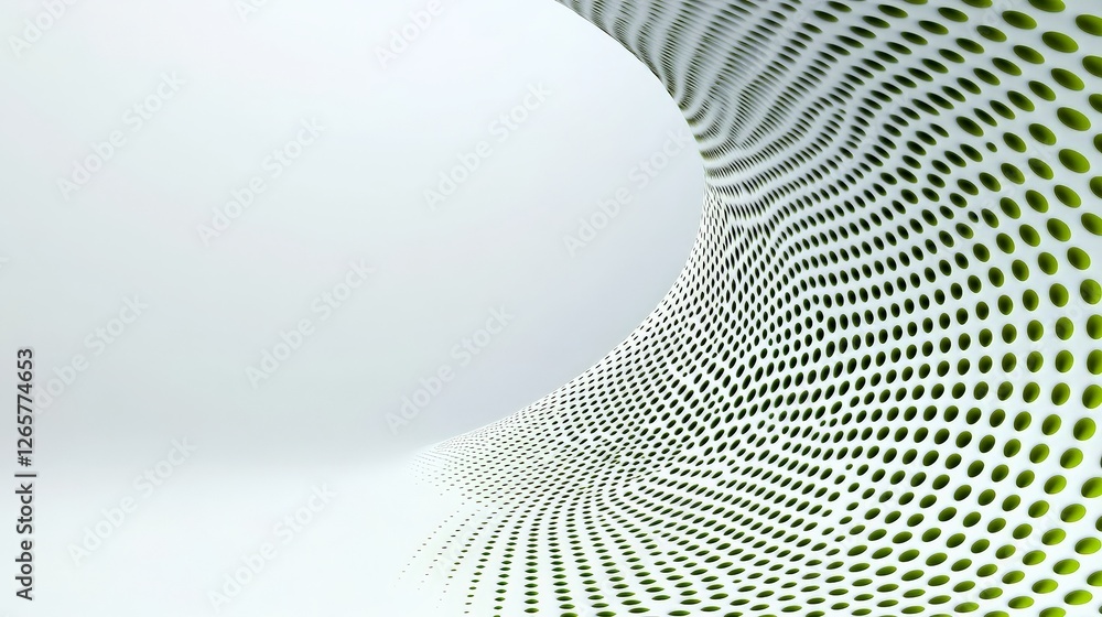 Poster abstract green dot pattern on smooth white background design