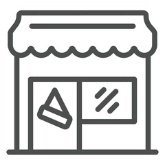 Sale open store line icon, black friday concept. Vector graphics. House with store facade window sign on white background, outline style icon for mobile or web design.