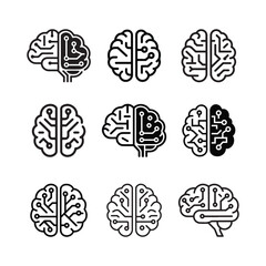 Futuristic Neural Brain Technology Illustrations