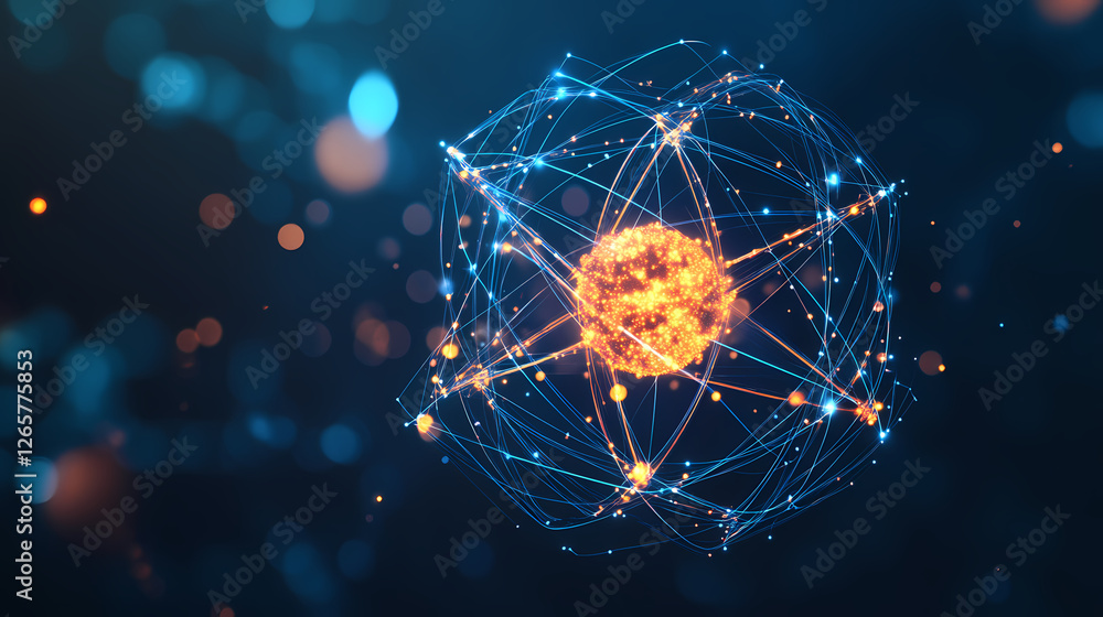 Poster tech-inspired sphere with glowing core