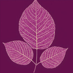 Obraz premium Three purple leaves, nature detail, botanical illustration, minimalist design, nature background, perfect for print or website design